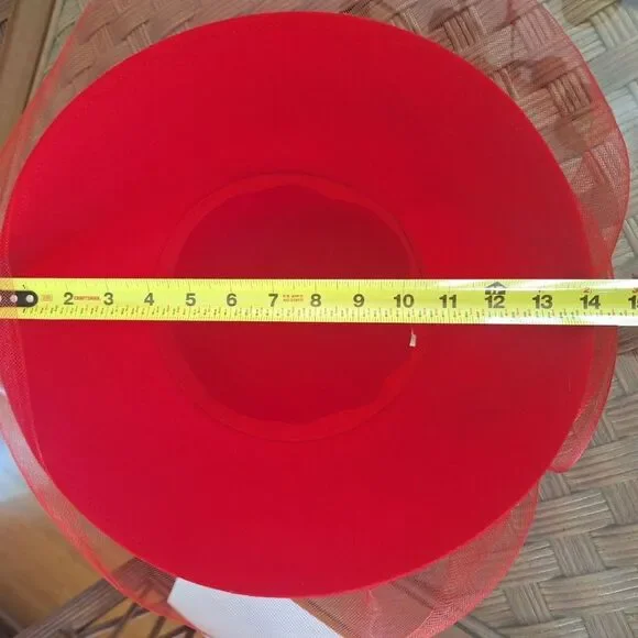 Vintage Wool RED Fascinator Hat Organza Kentucky Derby Church Bridal Tea Wedding - Picture 10 of 15